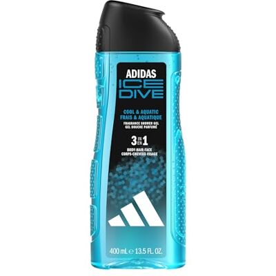 adidas Ice Dive 3-in-1 douchegel voor hem met frisse watergeur, 400 ml adidas Ice Dive 3-in-1 douchegel voor hem met frisse watergeur, 400 ml