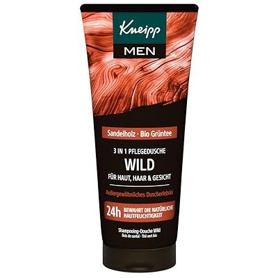 Kneipp MEN Wilde 3-in-1 douchegel, sandelhout en biologische groene thee, voor huid, haar en gezicht, verbetert het huidgevoel, 200 ml Kneipp MEN Wilde 3-in-1 douchegel, sandelhout en biologische groene thee, voor huid, haar en gezicht, verbetert het huidgevoel, 200 ml
