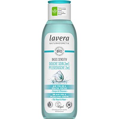 lavera basis sensitiv Doucheverzorging 2-in-1, natuurlijke cosmetica, veganistisch, douchegel met aloë vera en plantaardige keratine, biologisch afbreekbare formules zonder minerale oliën, 250 ml lavera basis sensitiv Doucheverzorging 2-in-1, natuurlijke cosmetica, veganistisch, douchegel met aloë vera en plantaardige keratine, biologisch afbreekbare formules zonder minerale oliën, 250 ml