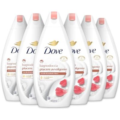 Dove Douchebad Plaisir Wrap, Dermo-Natural Hydraterend, Amandelolie, 1/4 vochtinbrengende crème, dermatologisch getest, zeep voor mannen en vrouwen, 100% gerecyclede fles, 6 stuks x 450 ml Dove Douchebad Plaisir Wrap, Dermo-Natural Hydraterend, Amandelolie, 1/4 vochtinbrengende crème, dermatologisch getest, zeep voor mannen en vrouwen, 100% gerecyclede fles, 6 stuks x 450 ml