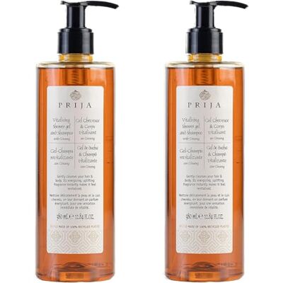 Prija Set van 2 revitaliserende shampoo voor huid en haar met ginseng, 380 ml Prija Set van 2 revitaliserende shampoo voor huid en haar met ginseng, 380 ml