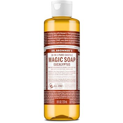 Dr. Bronner's DR BRONNERS Biologische vloeibare zeep met eucalyptus Castilië, 237 ml (1 stuk) Dr. Bronner's DR BRONNERS Biologische vloeibare zeep met eucalyptus Castilië, 237 ml (1 stuk)