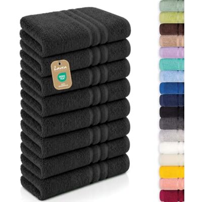 Lavea ® 8 badhanddoeken, 50 x 100 cm, antraciet 100% katoen – zachte en absorberende handdoeken voor badkamer, huis, hotel en spa Lavea ® 8 badhanddoeken, 50 x 100 cm, antraciet 100% katoen – zachte en absorberende handdoeken voor badkamer, huis, hotel en spa