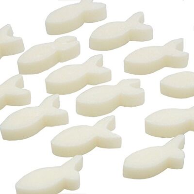 Florex Mini-schapenmelkzeep, 50 stuks in de vorm van een mini-vis, in organza-zak, gastzeep Florex Mini-schapenmelkzeep, 50 stuks in de vorm van een mini-vis, in organza-zak, gastzeep