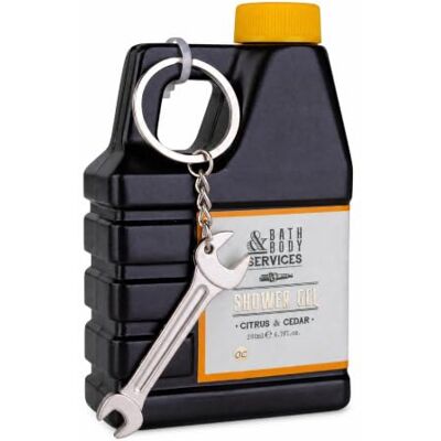 accentra Bath & Body Services Douchegel in de vorm van een olie-jerrycan, 200 ml, met sleutelhanger, citroen- en cedergeur, navulbaar accentra Bath & Body Services Douchegel in de vorm van een olie-jerrycan, 200 ml, met sleutelhanger, citroen- en cedergeur, navulbaar
