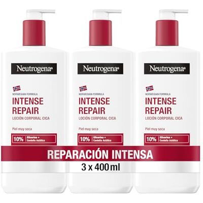 Neutrogena Noorse formule CICA Body Lotion, intensieve reparatie voor zeer droge huid (3 x 400 ml), vochtinbrengende crème voor het lichaam met Aziatische centella en glycerine Neutrogena Noorse formule CICA Body Lotion, intensieve reparatie voor zeer droge huid (3 x 400 ml), vochtinbrengende crème voor het lichaam met Aziatische centella en glycerine