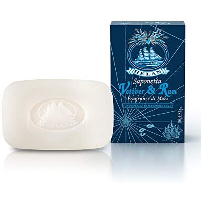 Helan , Vetiver & Rhum, reinigings- en geurzeep voor zachte en gedesinfecteerde huid natuurlijke en delicate vaste hand- en lichaamszeep, verrijkt met zoete amandelolie, 100 g Made in Italy Helan , Vetiver & Rhum, reinigings- en geurzeep voor zachte en gedesinfecteerde huid natuurlijke en delicate vaste hand- en lichaamszeep, verrijkt met zoete amandelolie, 100 g Made in Italy