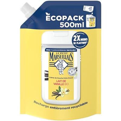 Le Petit Marseillais Navulverpakking voor extra zachte douchecrème biologische vanillemelk (500 ml ecopack) – 92% ingrediënten van natuurlijke oorsprong – pH-neutraal voor de huid en zonder kleurstoffen Le Petit Marseillais Navulverpakking voor extra zachte douchecrème biologische vanillemelk (500 ml ecopack) – 92% ingrediënten van natuurlijke oorsprong – pH-neutraal voor de huid en zonder kleurstoffen