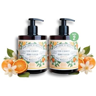 Panier des Sens Marseille vloeibare zeep sinaasappelbloesem, hydraterende handzeep met olijfolie, huidvriendelijk, 96% natuurlijke ingrediënten, navulbare verpakking, 2 x 500 ml Savon liquide à l'huile d'olive, nettoie en douceur et protège la peau, lai Panier des Sens Marseille vloeibare zeep sinaasappelbloesem, hydraterende handzeep met olijfolie, huidvriendelijk, 96% natuurlijke ingrediënten, navulbare verpakking, 2 x 500 ml Savon liquide à l'huile d'olive, nettoie en douceur et protège la peau, lai