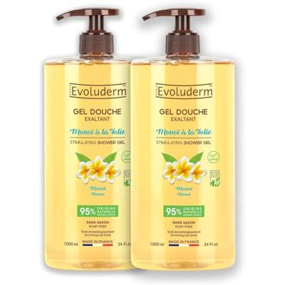 Evoluderm Exaltant Monoï met Folie Douchegel 1000 ml 95% Natuurlijke Oorsprong Veganistisch Gemaakt in Frankrijk Set van 2 x 1000 ml Evoluderm Exaltant Monoï met Folie Douchegel 1000 ml 95% Natuurlijke Oorsprong Veganistisch Gemaakt in Frankrijk Set van 2 x 1000 ml