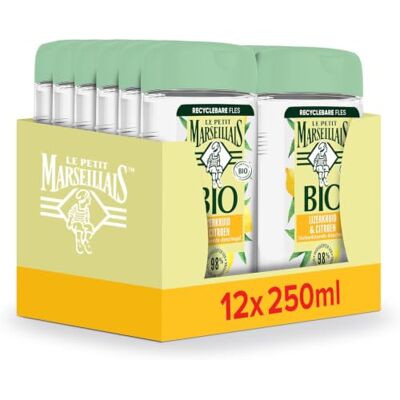 Le Petit Marseillais Bio Verbena Citron energieke douchegel met voedende eigenschappen, pH-neutraal voor de huid, 12 x 250 ml Le Petit Marseillais Bio Verbena Citron energieke douchegel met voedende eigenschappen, pH-neutraal voor de huid, 12 x 250 ml