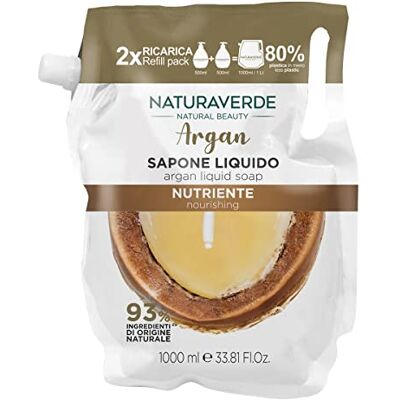 Naturaverde Natural Beauty Argan vloeibare zeep, vloeibare handzeep, handzeep, gezichtszeep, handzeep, navulverpakking, vloeibare handzeep, reinigend, voedzaam, 1000 ml Naturaverde Natural Beauty Argan vloeibare zeep, vloeibare handzeep, handzeep, gezichtszeep, handzeep, navulverpakking, vloeibare handzeep, reinigend, voedzaam, 1000 ml