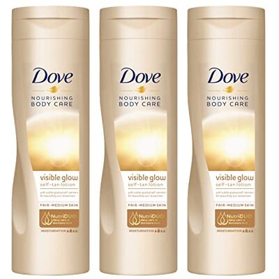 Dove zelfbruinende en voedende bodylotions voor de normale lichte huid, elk 250 ml, 3 stuks Dove zelfbruinende en voedende bodylotions voor de normale lichte huid, elk 250 ml, 3 stuks