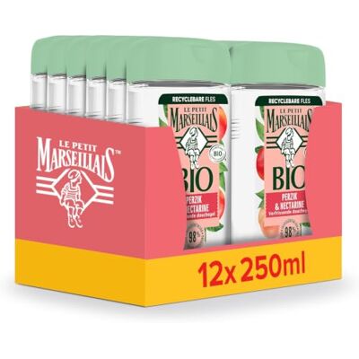 Le Petit Marseillais Bio Perzik Nectarine verfrissende douchegel, bestaande uit 98% ingrediënten van natuurlijke oorsprong en dermatologisch getest, 12 x 250 ml Le Petit Marseillais Bio Perzik Nectarine verfrissende douchegel, bestaande uit 98% ingrediënten van natuurlijke oorsprong en dermatologisch getest, 12 x 250 ml