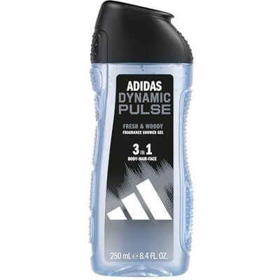 adidas Dynamic Pulse 3-in-1 douchegel voor hem, houtachtige en frisse geur, 250 ml adidas Dynamic Pulse 3-in-1 douchegel voor hem, houtachtige en frisse geur, 250 ml
