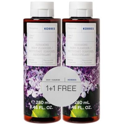 KORRES LILAC 2 stuks douchegel 1+1 conditioner met actieve aloë vera en bloemengeur, dermatologisch getest en veganistisch, 2 x 250 ml KORRES LILAC 2 stuks douchegel 1+1 conditioner met actieve aloë vera en bloemengeur, dermatologisch getest en veganistisch, 2 x 250 ml