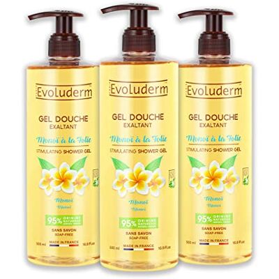 Evoluderm Exaltant Monoï met Folie Douchegel 500 ml 95% Natuurlijke Oorsprong Veganistisch Gemaakt in Frankrijk Set van 3 x 500 ml Evoluderm Exaltant Monoï met Folie Douchegel 500 ml 95% Natuurlijke Oorsprong Veganistisch Gemaakt in Frankrijk Set van 3 x 500 ml
