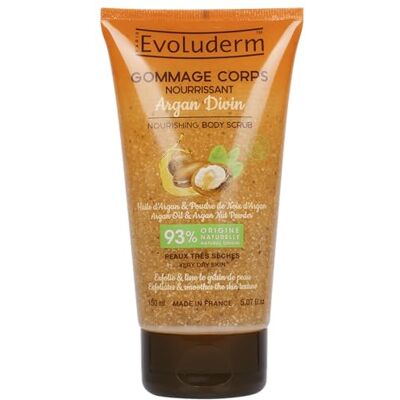 Evoluderm Voedende lichaamsscrub Goddelijke Argan – 150 ml – 93% natuurlijke oorsprong – veganistisch – gemaakt in Frankrijk Evoluderm Voedende lichaamsscrub Goddelijke Argan – 150 ml – 93% natuurlijke oorsprong – veganistisch – gemaakt in Frankrijk