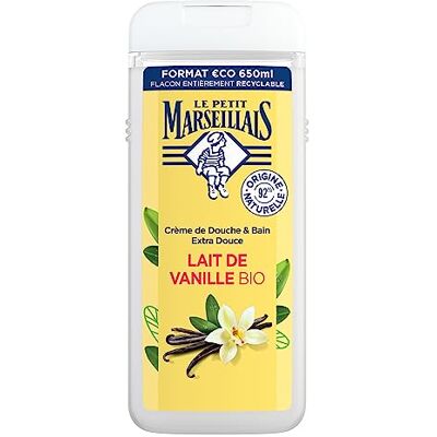 Le Petit Marseillais Extra zachte douchecrème biologische vanillemelk (fles van 650 ml) douchegel met 92% ingrediënten van natuurlijke oorsprong pH-huidneutraal en zonder kleurstoffen Le Petit Marseillais Extra zachte douchecrème biologische vanillemelk (fles van 650 ml) douchegel met 92% ingrediënten van natuurlijke oorsprong pH-huidneutraal en zonder kleurstoffen