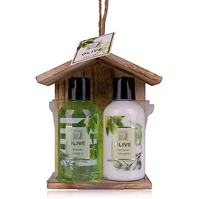 accentra Douchecadeauset voor dames Olive in mooie houten doos 2-delige verzorgingsset met douchegel en bodylotion Wellness-geschenkdoos voor verjaardag, accentra Douchecadeauset voor dames Olive in mooie houten doos 2-delige verzorgingsset met douchegel en bodylotion Wellness-geschenkdoos voor verjaardag,