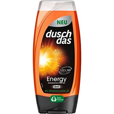 Duschdas Energy 3-in-1 douchegel en shampoo met verkwikkende en intensieve geurformule voor een verfrissend begin van de dag, 6 x 225 ml Duschdas Energy 3-in-1 douchegel en shampoo met verkwikkende en intensieve geurformule voor een verfrissend begin van de dag, 6 x 225 ml