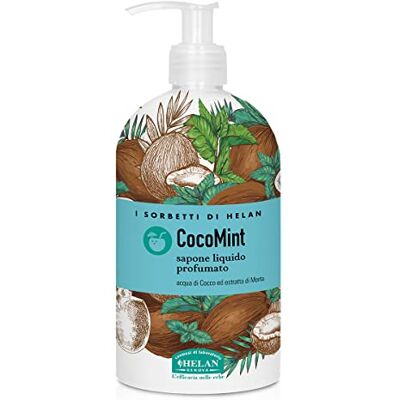 Helan , I Sorbetti CocoMint Lichte en geurende vloeibare handzeep met kokoswater en munt, handzeep met natuurlijke ingrediënten voor veelvuldig wassen, verfrissende en delicate reiniger, 500 Helan , I Sorbetti CocoMint Lichte en geurende vloeibare handzeep met kokoswater en munt, handzeep met natuurlijke ingrediënten voor veelvuldig wassen, verfrissende en delicate reiniger, 500