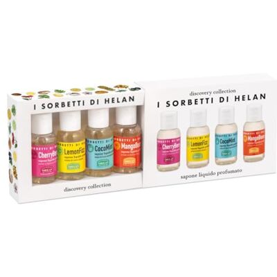 Helan I Sorbetti Geparfumeerde vloeibare handzeep, verpakking van 4 x 25 ml flessen in geschenkdoos voor dames en heren, reisformaat, handzeep, natuurlijke reinigingsgel, zacht, Travel Essentials Helan I Sorbetti Geparfumeerde vloeibare handzeep, verpakking van 4 x 25 ml flessen in geschenkdoos voor dames en heren, reisformaat, handzeep, natuurlijke reinigingsgel, zacht, Travel Essentials
