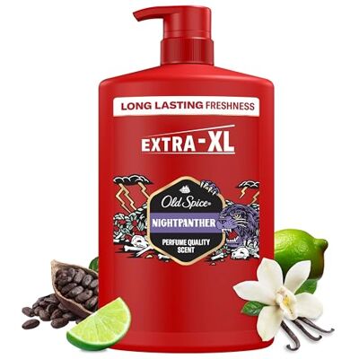 Old Spice Night Panther 3-in-1 multifunctionele shampoo voor haar, gezicht en lichaam, 1000 ml, langdurige frisheid, geur in geurkwaliteit, diepe reiniging Old Spice Night Panther 3-in-1 multifunctionele shampoo voor haar, gezicht en lichaam, 1000 ml, langdurige frisheid, geur in geurkwaliteit, diepe reiniging