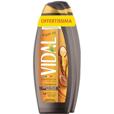 Vidal Argan Oil schuimbad, voedende formule, met arganolie, dermatologisch getest, 2 x 600 ml flessen Vidal Argan Oil schuimbad, voedende formule, met arganolie, dermatologisch getest, 2 x 600 ml flessen