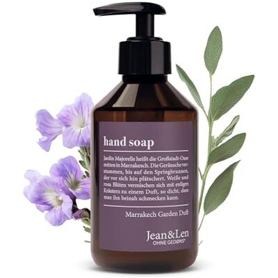 Jean & Len Marrakech Garden Zeep voor belaste handen, geschikt voor dagelijks gebruik, vloeibare pompzeep, warme en rustgevende geur, veganistisch, 250 ml Jean & Len Marrakech Garden Zeep voor belaste handen, geschikt voor dagelijks gebruik, vloeibare pompzeep, warme en rustgevende geur, veganistisch, 250 ml