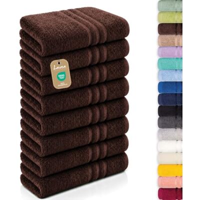 Lavea ® 8 badhanddoeken, 50 x 100 cm, koffiebruin 100% katoen – zachte en absorberende handdoeken voor badkamer, huis, hotel en spa Lavea ® 8 badhanddoeken, 50 x 100 cm, koffiebruin 100% katoen – zachte en absorberende handdoeken voor badkamer, huis, hotel en spa