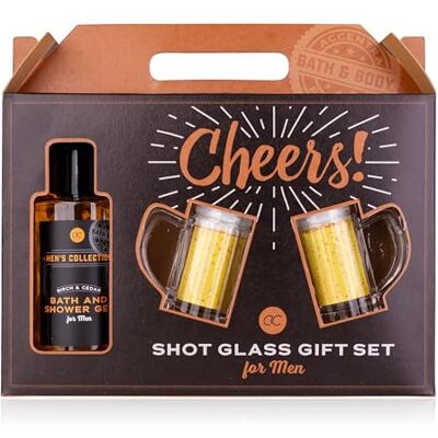 accentra MEN'S COLLECTION Cadeauset met douchegel en bad, 140 ml, 2 borrelglazen in de vorm van een bierpul (elk 4 cl), berk en cedergeur, bruin accentra MEN'S COLLECTION Cadeauset met douchegel en bad, 140 ml, 2 borrelglazen in de vorm van een bierpul (elk 4 cl), berk en cedergeur, bruin