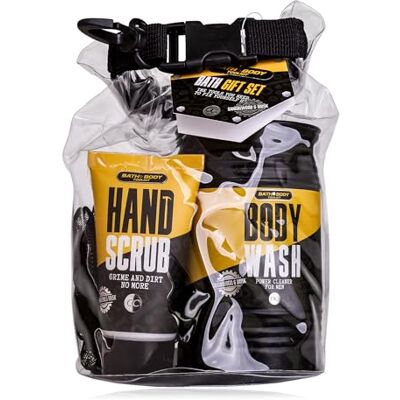 accentra Bath + Body Toolkit cadeauset, badset voor heren, douchegel 400 ml, handscrub 50 ml en een netspons in een coole waterdichte tas accentra Bath + Body Toolkit cadeauset, badset voor heren, douchegel 400 ml, handscrub 50 ml en een netspons in een coole waterdichte tas