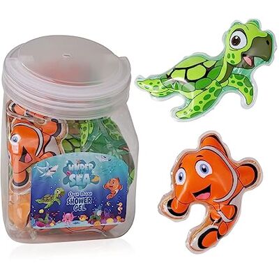 accentra 24 x mini-douchegel "Under the Sea" schildpad en clownvis 50 ml ideaal als gastgeschenk voor kinderverjaardag of bruiloft accentra 24 x mini-douchegel "Under the Sea" schildpad en clownvis 50 ml ideaal als gastgeschenk voor kinderverjaardag of bruiloft