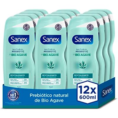 Sanex Natural Prebiotic Bio Agave Revitaliserende douchegel 12 x 600 ml met natuurlijke biologische agave prebiotica, 12 uur hydratatie, 92% natuurlijke oorsprong*, sulfaatvrij SLS** Sanex Natural Prebiotic Bio Agave Revitaliserende douchegel 12 x 600 ml met natuurlijke biologische agave prebiotica, 12 uur hydratatie, 92% natuurlijke oorsprong*, sulfaatvrij SLS**