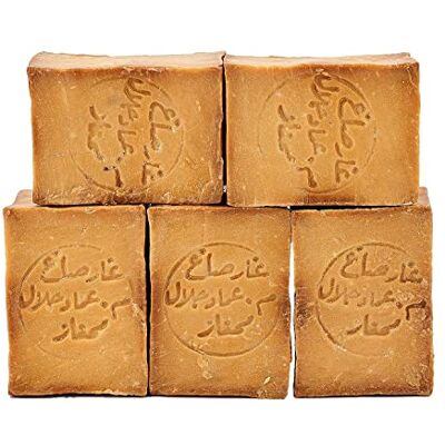 Carenesse Aleppo Zeep, 45% olijfolie en 55% laurierolie, 5 stuks, 900-950 g per verpakking, natuurlijke haarzeep, veganistische zeep Carenesse Aleppo Zeep, 45% olijfolie en 55% laurierolie, 5 stuks, 900-950 g per verpakking, natuurlijke haarzeep, veganistische zeep