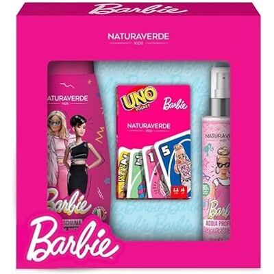 Naturaverde BARBIE Gift UNO kaartenset, 300 ml schuimbad, geurwater 100 ml en UNO speelkaartenset Naturaverde BARBIE Gift UNO kaartenset, 300 ml schuimbad, geurwater 100 ml en UNO speelkaartenset