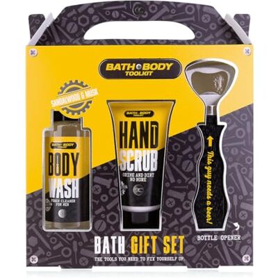 accentra BATH + BODY TOOLKIT Cadeauset voor heren met flesopener, verzorgingsset voor heren met bad- en douchegel, 100 ml, handscrub 50 ml in cool design accentra BATH + BODY TOOLKIT Cadeauset voor heren met flesopener, verzorgingsset voor heren met bad- en douchegel, 100 ml, handscrub 50 ml in cool design