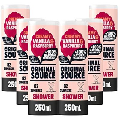 ORIGINAL SOURCE Shower Gel Vanilla Milk and Raspberry 250 ml, 6 Stuk ORIGINAL SOURCE Shower Gel Vanilla Milk and Raspberry 250 ml, 6 Stuk