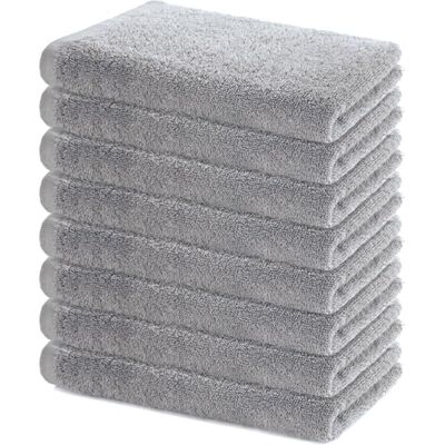 Lavea Set van 8 badhanddoeken, 40 x 70 cm, zachte en betaalbare douchehanddoekenset, 100% katoen, Öko-Tex 100, wasbaar op 60 °C, voor badkamer, gastentoilet, fitness, zilverkleurig 100% Coton – Serviettes, Draps de Douche & Sets de Serviettes Doux et Tr Lavea Set van 8 badhanddoeken, 40 x 70 cm, zachte en betaalbare douchehanddoekenset, 100% katoen, Öko-Tex 100, wasbaar op 60 °C, voor badkamer, gastentoilet, fitness, zilverkleurig 100% Coton – Serviettes, Draps de Douche & Sets de Serviettes Doux et Tr