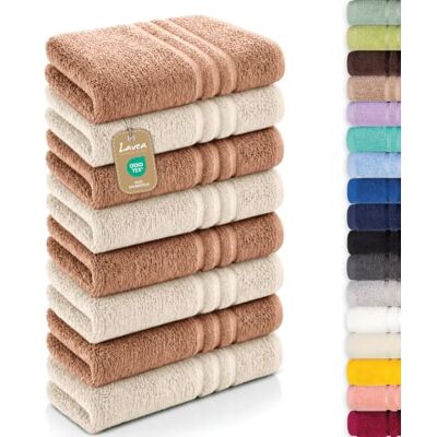 Lavea ® 8 badhanddoeken, 50 x 100 cm, cappuccino en crème 100% katoen – zachte en absorberende handdoeken voor badkamer, huis, hotel en spa Lavea ® 8 badhanddoeken, 50 x 100 cm, cappuccino en crème 100% katoen – zachte en absorberende handdoeken voor badkamer, huis, hotel en spa