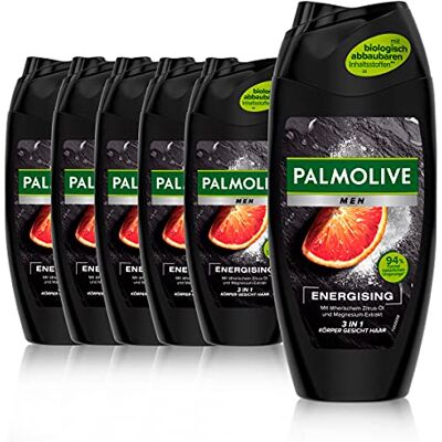 Palmolive Energising 3-in-1 douchegel voor heren, voor lichaam, gezicht en haar, met etherische citrusolie en magnesiumextract, 6 stuks Palmolive Energising 3-in-1 douchegel voor heren, voor lichaam, gezicht en haar, met etherische citrusolie en magnesiumextract, 6 stuks