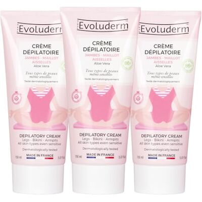 Evoluderm – Ontharingscrème voor benen – bikinilijn – oksels – 150 ml – 86% natuurlijke oorsprong – veganistisch – gemaakt in Frankrijk – verpakking van 3 x 150 ml Evoluderm – Ontharingscrème voor benen – bikinilijn – oksels – 150 ml – 86% natuurlijke oorsprong – veganistisch – gemaakt in Frankrijk – verpakking van 3 x 150 ml