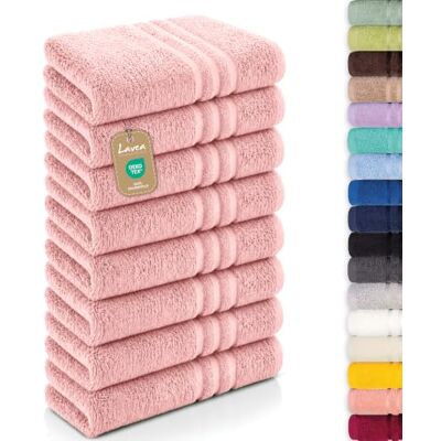 Lavea ® 8 badhanddoeken, 50 x 100 cm, pastelroze 100% katoen – zachte en absorberende handdoeken voor badkamer, huis, hotel en spa Lavea ® 8 badhanddoeken, 50 x 100 cm, pastelroze 100% katoen – zachte en absorberende handdoeken voor badkamer, huis, hotel en spa