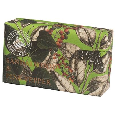 The English Soap Company Royal Botanical Gardens Kew verpakte zeep, met sheaboter, hydraterende lichaamszeep, sandelhout geur en roze peper, 240 g The English Soap Company Royal Botanical Gardens Kew verpakte zeep, met sheaboter, hydraterende lichaamszeep, sandelhout geur en roze peper, 240 g