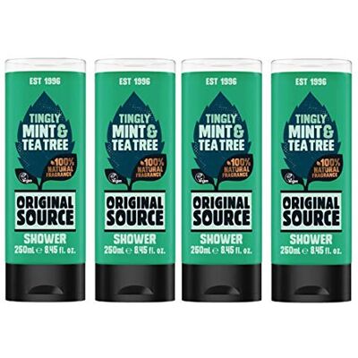 ORIGINAL SOURCE Tingly Mint & Tea Tree Douchegel, 250 ml, 4 Stuk ORIGINAL SOURCE Tingly Mint & Tea Tree Douchegel, 250 ml, 4 Stuk