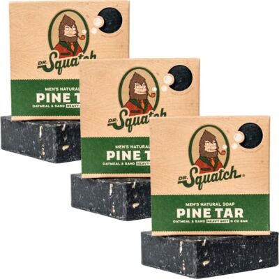 Dr. Squatch All Natural Soap Bar voor Mannen met Heavy Grit, 3 stuks, Pine Tar Dr. Squatch All Natural Soap Bar voor Mannen met Heavy Grit, 3 stuks, Pine Tar