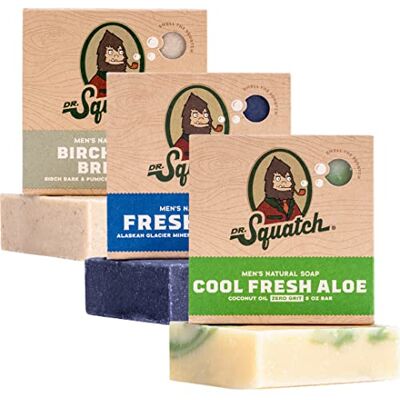 Dr. Squatch Saponetta Tutta Natural per Uomo, Confezione da 3 haarspelden Birchwood Breeze, Cool Fresh Aloë, Fresh Falls Dr. Squatch Saponetta Tutta Natural per Uomo, Confezione da 3 haarspelden Birchwood Breeze, Cool Fresh Aloë, Fresh Falls