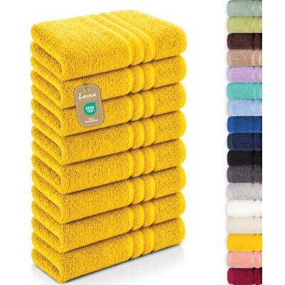 Lavea ® Set van 8 badhanddoeken, 50 x 100 cm, koolzaadgeel 100% katoen – zachte en absorberende handdoeken voor badkamer, huis, hotel en spa Lavea ® Set van 8 badhanddoeken, 50 x 100 cm, koolzaadgeel 100% katoen – zachte en absorberende handdoeken voor badkamer, huis, hotel en spa