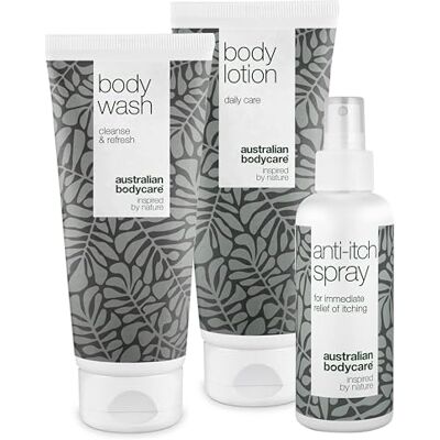Australian Bodycare Set van 3 voor jeuk over het hele lichaam, rustgevende producten voor geïrriteerde huid, verzorging van droge huid, huiduitslag en andere irritaties, zeep 200 ml, crème 200 ml en spray 100 Australian Bodycare Set van 3 voor jeuk over het hele lichaam, rustgevende producten voor geïrriteerde huid, verzorging van droge huid, huiduitslag en andere irritaties, zeep 200 ml, crème 200 ml en spray 100